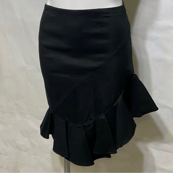 NICOLE MILLER ARTELIER BLACK MODERN ASYMMETRICAL FITTED FAN PENCIL SKIRT - Picture 7 of 16